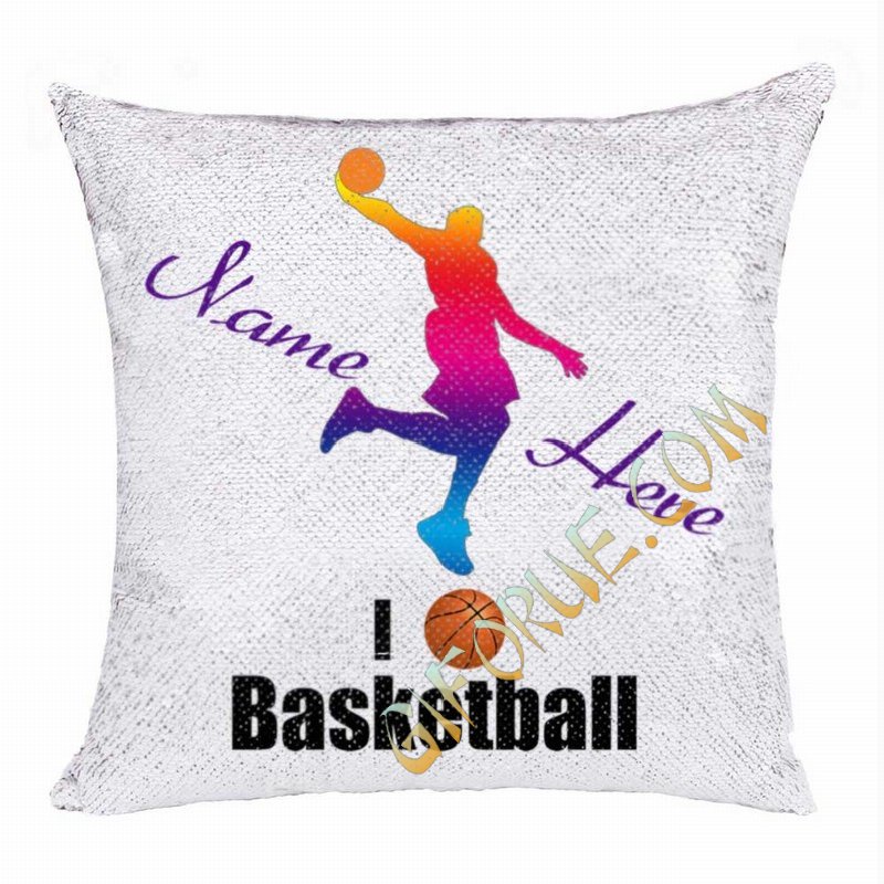 Unique Name Gift For Bastketball Player Creative Personalized Sequin Pillow - Click Image to Close